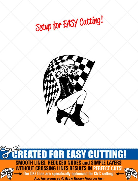 Sexy Girl Checkered Flag Clipart Vector Clip Art Etsy