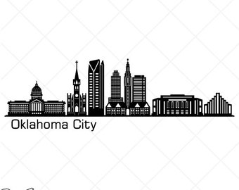 OKLAHOMA CITY Skyline Clipart-Vector Clip Art Graphics-Digital Download-Cut Ready Files-CNC-Cityscape Vinyl Sign Design -eps, ai, svg, dxf