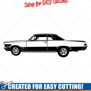 PONTIAC GTO 1965 クリップアート - ベクター クリップ アート グラフィック - デジタル ダウンロード - カット可能なファイル - CNC - ロゴ - ビニール サイン デザイン - eps、ai、svg、dxf、png、pdf