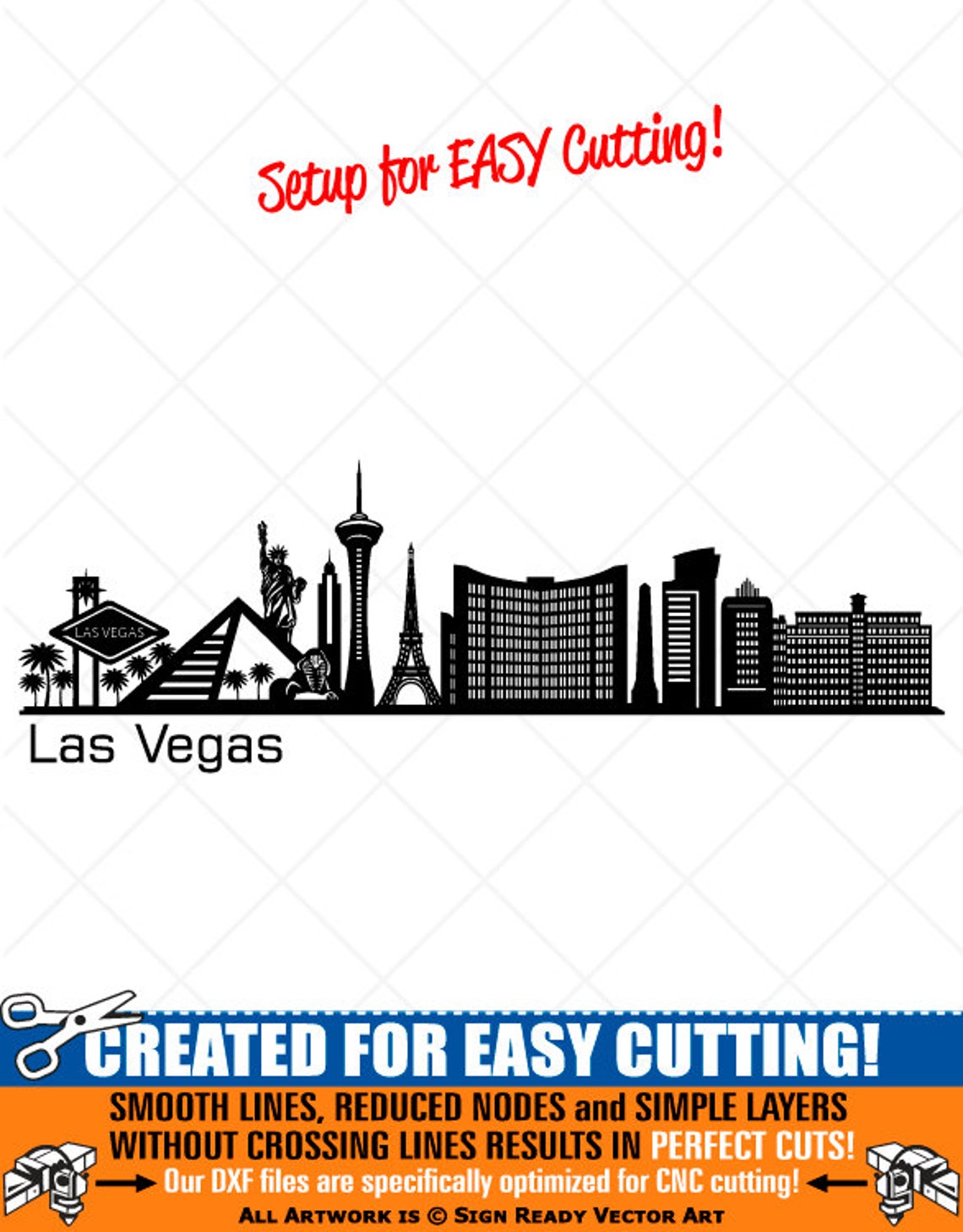 LAS VEGAS City Skyline ClipartVector Clip Art Etsy