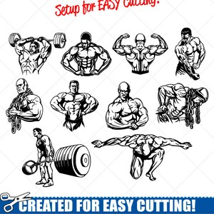 BODYBUILDING BODYBUILDER Weight Lifting Clipart-Vector Clip Art Graphics-Download-Cut Ready Files-CNC-Logo-Vinyl Sign Design -eps,ai,svg,dxf