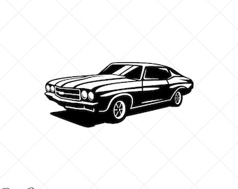 Chevy-Chevrolet Chevelle 1970 SVG Clipart-Vector Clip Art Graphics-Digital Download Image-Cut Ready Files-Vinyl Sign Design-eps, ai, dxf,png