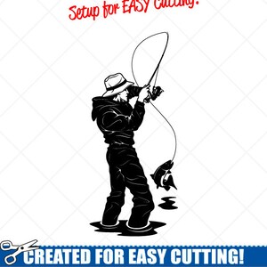 SALMON FISHING-Fish Clipart-Vector Clip Art Graphics-Digital Download-Cut Ready Files-CNC-Logo-Vinyl Sign Design-eps, ai, svg, dxf, png, pdf