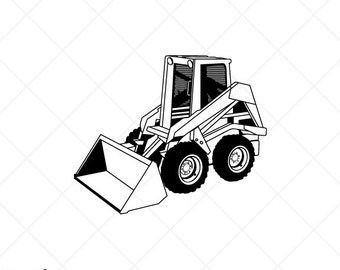 SKID STEER Loader Clipart-Vector Clip Art Graphics-Digital Download Image-Cut Ready Files-CNC-Vinyl Sign Design-Logo-eps, ai,svg,dxf,png,pdf