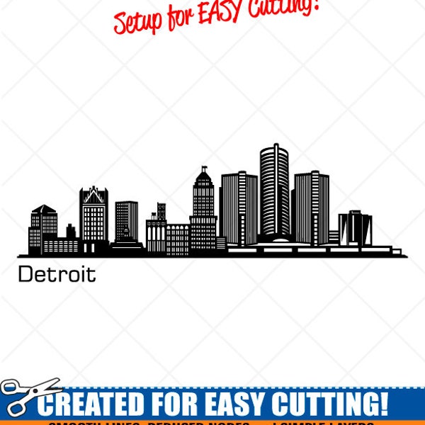 DETROIT City Skyline Clipart-Vector Clip Art Graphics-Digital Download-Cut Ready Files-CNC-Cityscape Vinyl Sign Design-eps, ai, svg, dxf,png