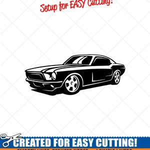 May include: Black and white silhouette of a classic car, with the text "Setup for EASY Cutting!" and "CREATED FOR EASY CUTTING!"  "SMOOTH LINES, REDUCED NODES and SIMPLE LAYERS WITHOUT CROSSING LINES RESULTS IN PERFECT CUTS!"  "Our DXF files are specifically optimized for CNC cutting!"  "ALL ARTWORK IS SIGN READY VECTOR ART"