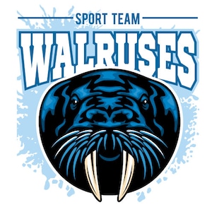 WALROSSE Maskottchen Sport Team Clipart Vektor Clip Art Grafik-Digital Image Download-Business Vorlage Logo-Design-Dateien-Eps, Ai, Svg, cdr, pdf