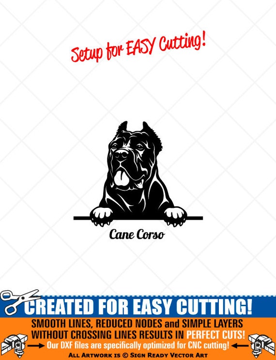 Peeking Cane Corso Dog Clipart Vector Clip Art Graphics Digital Download Cut Ready Files Cnc Logo Vinyl Sign Design Eps Ai Svg Dxf Png