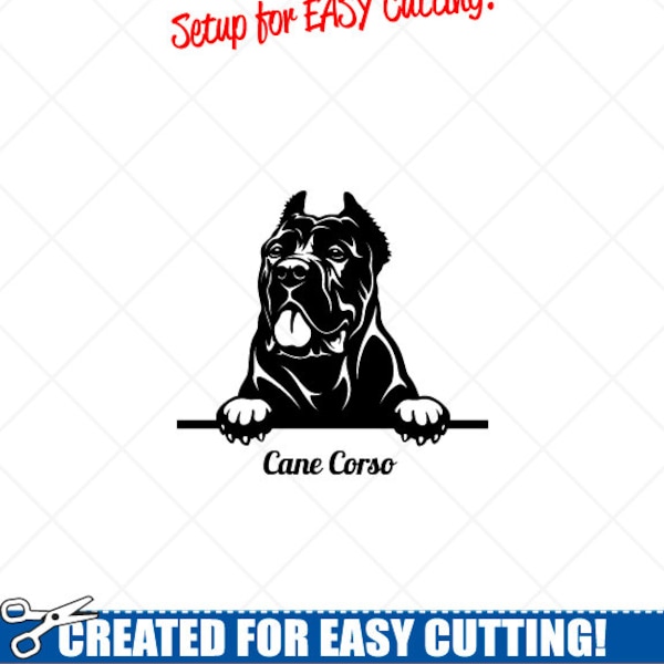 Peeking CANE CORSO Dog Clipart -Vector Clip Art Graphics-Digital Download-Cut Ready Files-CNC-Logo-Vinyl Sign Design -eps, ai, svg, dxf, png