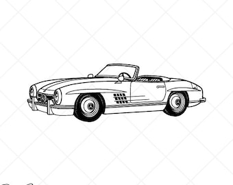 Mercedes Benz Roadster 300 SVG Clipart-Vector Clip Art Graphics-Digital Download Image-Cut Files-CNC-Logo-Vinyl Sign Design-eps, ai, dxf,png