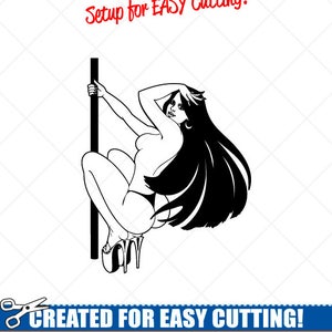 SEXY Pole Dancer Girl Clipart -Vektor Clip Art Grafik-Digital Download-Cut Ready Files-CNC-Vinyl Decal Sign Design -eps, ai, svg, dxf, png