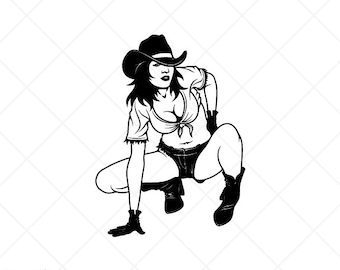 SEXY-HOT Cowgirl Clipart -Vector Clip Art Graphics-Digital Download Image-Cut Ready Files-CNC-Girl Vinyl Sign Design -eps, ai, svg, dxf, png