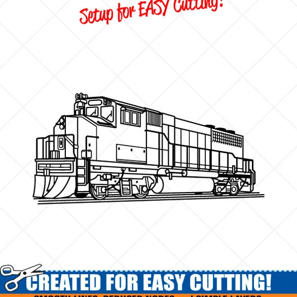 Train Engine SVG, Clipart -Vector Clip Art Graphics-Digital Download-Cut Files-Logo-Diesel Locomotive Vinyl Sign Design -eps, ai, dxf, png