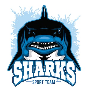 Haie-Maskottchen-Sport Team Clipart Vektor Clip Art Grafik-Digital Image Download-Business Vorlage Logo-Design-Dateien-Eps, Ai, Svg, cdr, pdf