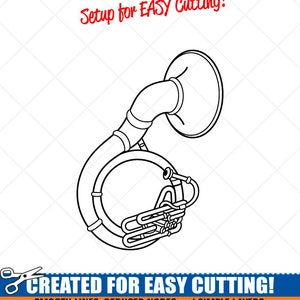 Sousaphone SVG Clipart-Vector Clip Art-Digital Download Image-Cut Files-Logo-Detailed Musical Instrument Vinyl Sign Design-eps, ai, dxf, png