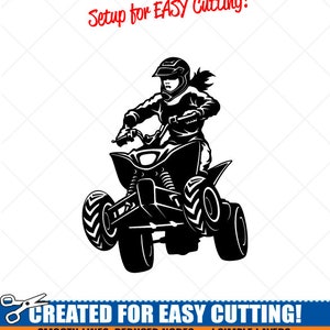 ATV Quad Bike Girl Clipart-Vector Clip Art Graphics-Digital Download Image-Cut Ready Files-Vinyl Sign Design-CNC-Logo-eps, ai, svg, dxf, png