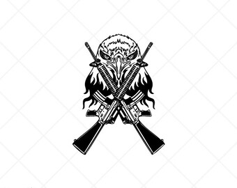 Eagle Military Clipart-Vector Clip Art Graphics-Digital Download-Cut Ready Files-CNC-Logo-Badge-Guns-Vinyl Sign Design-eps, ai, svg, dxf,png