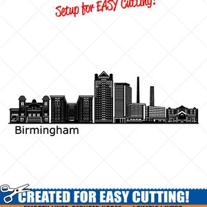 BIRMINGHAM City Skyline Clipart-Vector Clip Art Graphics-Digital Download-Cut Ready Files-CNC-Cityscape Vinyl Sign Design -eps, ai, svg, dxf