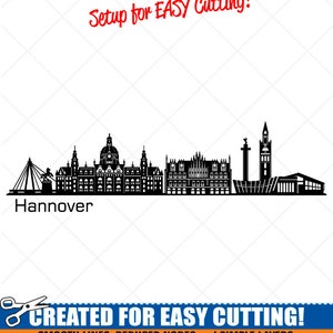 Hanover Skyline City Clipart-Vector ClipArt Grafica-Digital Download-Cut Ready Files-CNC-Cityscape Vinyl Sign Design-eps, ai, svg, dxf,png