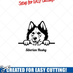 Peeking SIBERIAN HUSKY Dog Clipart-Vector Clip Art Graphics-Digital Download-Cut Ready Files-CNC-Logo-Vinyl Sign Design-eps, ai, svg,dxf,png