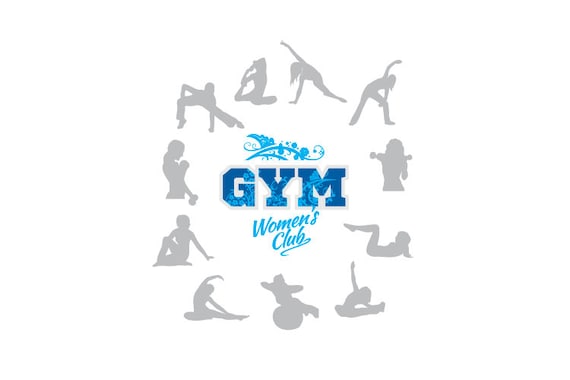 Womens Fitness Gym Exercise Silhouette Clipart Vector Clip Etsy