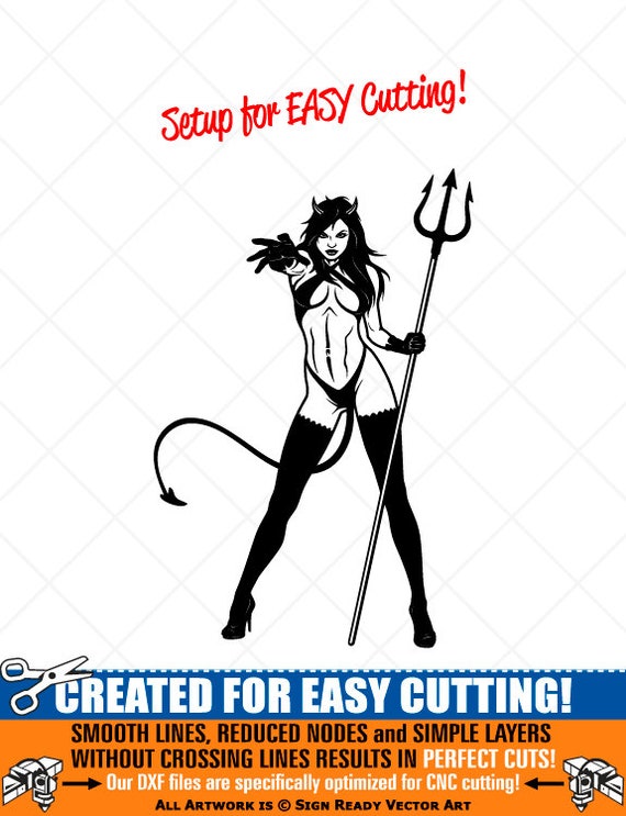 Sexy Devil Girl Woman Clipart Vector Clip Art Graphics Digital Etsy
