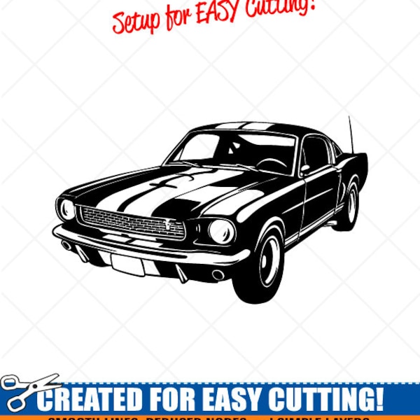 Shelby GT350 1966 Clipart-Vector Clip Art Graphics-Digital Download-Cut Ready Files-CNC-Logo-Vinyl Sign Design -eps, ai, svg,dxf, png