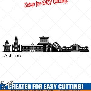 Athens City Skyline Clipart-Vector Clip Art Graphics-Digital Download-Cut Ready Files-CNC-Cityscape Vinyl Sign Design -eps, ai, svg, dxf,png