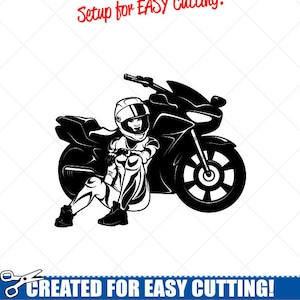 Sexy Motorrad Mädchen Clipart Vektor Clip Art Grafik-digitalen Download-Schnitt bereit Dateien-Vinyl Zeichen Design-CNC-Logo-Eps, Ai, Svg, Dxf, Png, pdf