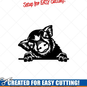Peeking Baby Pig SVG, Clipart-Vector Clip Art Graphics-Digital Download Image-Cut Files-CNC-Logo-Piglet Vinyl Sign Design -eps, ai, dxf, png