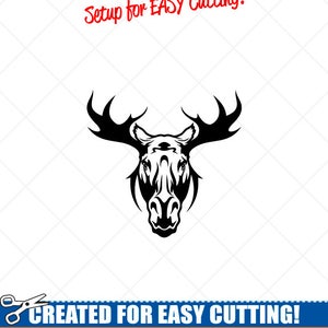 MOOSE ANIMAL Head Clipart -Vector Clip Art Graphics -Digital Download-Cut Ready Files-CNC-Logo-Vinyl Sign Design-eps, ai, svg, dxf, png, pdf