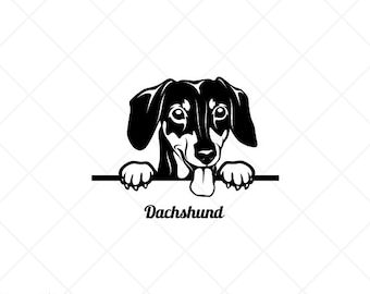 Peeking DACHSHUND Dog Clipart-Vector Clip Art Graphics-Digital Download-Cut Ready Files-CNC-Logo-Vinyl Sign Design-eps, ai, svg, dxf,png,pdf