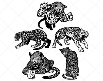 LEOPARDS Clipart-Vector Clip Art Graphics-Digital Download Image-Cut Ready Files-CNC-Logo-Mascot-Vinyl Sign Design-eps, ai, svg, dxf,png,pdf