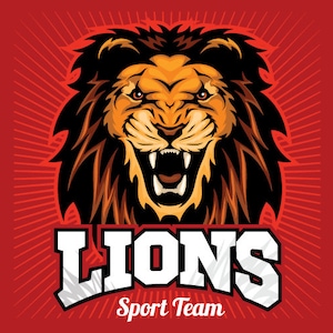 Löwen-Maskottchen-Sport-Team Clipart Vektor Clip Art Grafik-Digital Download-Business Vorlage Logo Design Bilddateien - Eps, Ai, Svg, cdr, pdf