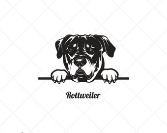Peeking ROTTWEILER DOG Clipart-Vector Clip Art Graphics-Digital Download-Cut Ready Files-CNC-Logo-Vinyl Sign Design -eps, ai, svg, dxf, png