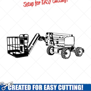 Articulated Boom Lift Clipart-Vector Clip Art Graphics-Digital Download-Cut Ready Files-CNC-Vinyl Sign Design-Logo-eps, ai, svg, dxf,png,pdf