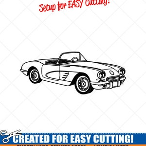 Chevy Corvette 1959 SVG Clipart-Vector Clip Art Graphics-Digital Download Image-Cut Files-CNC-Logo-Vinyl Sign Design-eps, ai, dxf, png, pdf