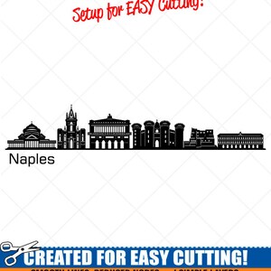 Naples City Skyline Clipart-Vector Clip Art Graphics-Digital Download-Cut Ready Files-CNC-Cityscape Vinyl Sign Design-eps, ai, svg, dxf, png