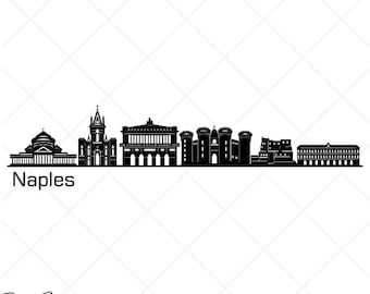 Naples City Skyline Clipart-Vector Clip Art Graphics-Digital Download-Cut Ready Files-CNC-Cityscape Vinyl Sign Design-eps, ai, svg, dxf, png
