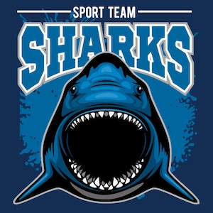 Haie-Maskottchen-Sport Team Clipart Vektor Clip Art Grafik-Digital Image Download-Business Vorlage Logo-Design-Dateien-Eps, Ai, Svg, cdr, pdf