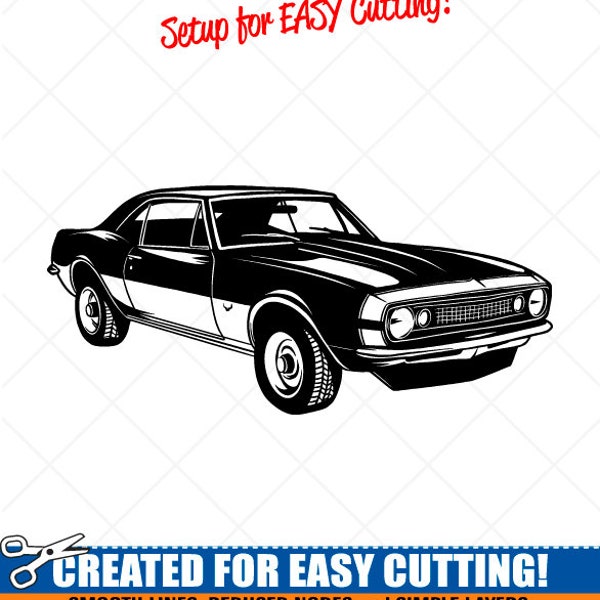 CHEVY Camaro SS 350 1967 Clipart-Vector Clip Art Graphics-Digital Download-Cut Ready Files-CNC-Logo-Vinyl Sign Design-eps, ai, svg, dxf, png