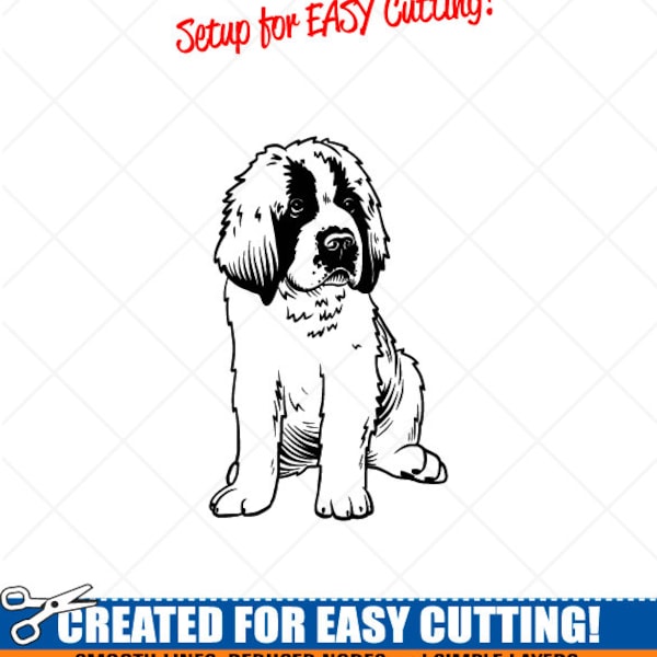 SAINT BERNARD Puppy Dog Clipart-Vector Clip Art Graphics Download Image-Cut Ready Files-CNC-Logo-Vinyl Sign Design -eps, ai, svg, dxf, png