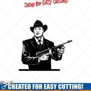 Mafia Gangster Clipart-Vector Clip Art Graphics-Digital Download Image-Cut Ready Files-CNC-Mobster Vinyl Sign Design -eps, ai, svg, dxf, png