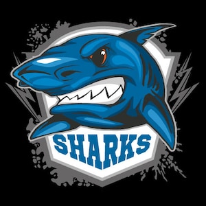 Haie-Maskottchen-Sport Team Clipart Vektor Clip Art Grafik-Digital Image Download-Business Vorlage Logo-Design-Dateien-Eps, Ai, Svg, cdr, pdf