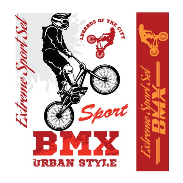 BMX URBAN-Street BIKER Clipart-Vector Clip Art Graphics-Digital Download-Template Design Element Files-Trick-Logo-Grunge-Sign-eps,ai,svg,cdr