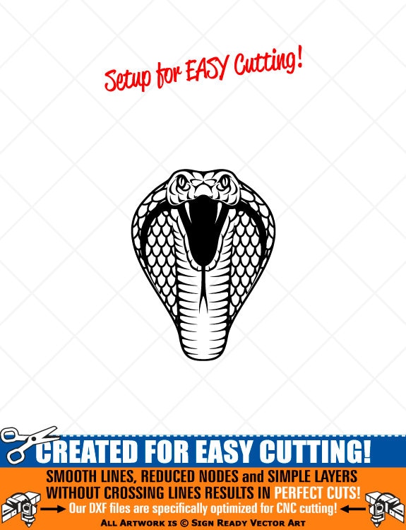 COBRA SNAKE Head Clipart -Vector Clip Art Graphics -Digital Download -Cut Ready Files-CNC-Logo-Vinyl Sign Design -eps, ai, svg, dxf, png,pdf