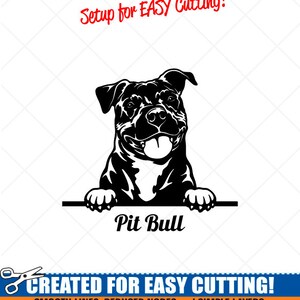 Kikande Pit Bull Dog Clipart-Vektor Clip Art Grafik Ladda ner Bild-Skärklara Filer-CNC-Logotyp-Vinyl Sign Design -eps, ai, svg, dxf, png, pdf