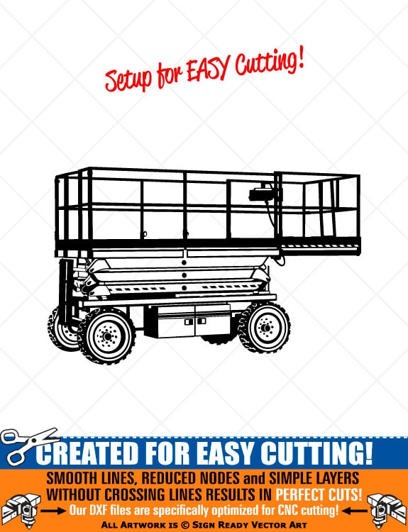 Detailed Scissor Lift Clipart-Vector Clip Art Graphics-Digital Download-Cut Ready Files-CNC-Vinyl Sign Design-Logo-eps, ai, svg, dxf,png,pdf, used for sale  
