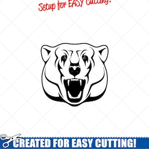 POLAR BEAR Head Clipart -Vector Clip Art Graphics -Digital Download-Cut Ready Files-CNC-Logo -Vinyl Sign Design -eps, ai, svg, dxf, png, pdf