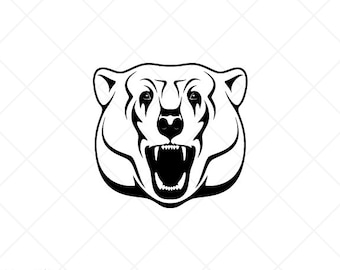 ISBJÖRNENS huvud Clipart - vektor Clip Art grafik - digital nedladdning - klippklara filer - CNC-logotyp - vinyl skyltdesign - eps, ai, svg, dxf, png, pdf
